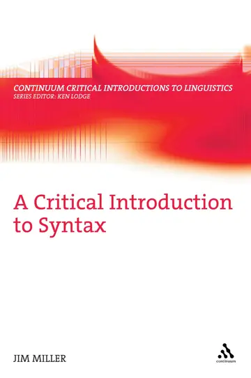 Cover of A Critical Introduction to Syntax