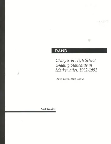 Cover of Changes in High School Grading Standards in Mathematics, 1982-1992