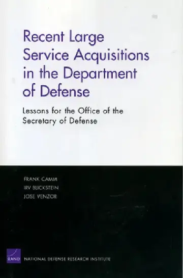 Cover of Recent Large Service Acquisitions in the Department of Defense