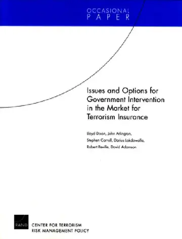 Cover of Issues and Options for Goverment Intervention in the Market for Terrorism Insurance