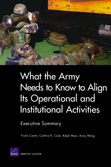 Cover of What the Army Needs to Know to Align Its Operational and Institutional Activities