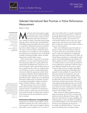 Cover of Selected International Best Practices in Police Performance Measurement