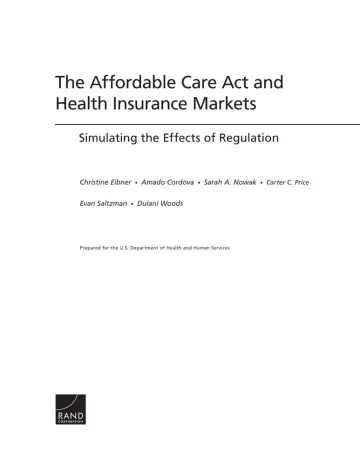 Cover of The Affordable Care ACT and Health Insurance Markets