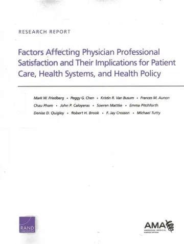 Cover of Factors Affecting Physician Professional Satisfaction and Their Implications for Patient Care, Health Systems, and Health Policy