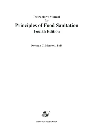 Cover of Instructor's Manual for Principles of Food Sanitation