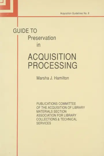 Cover of Guide to Preservation in Acquisition Processing