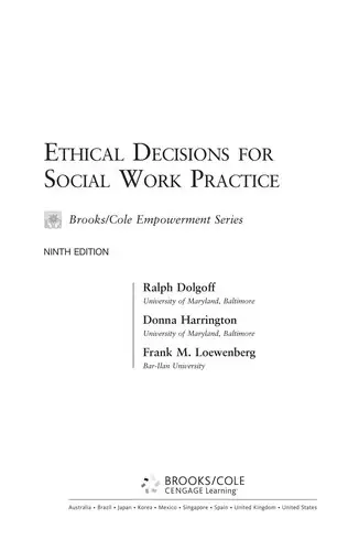 Cover of Ethical Decisions for Social Work Practice