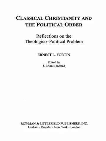 Cover of Classical Christianity and the Political Order