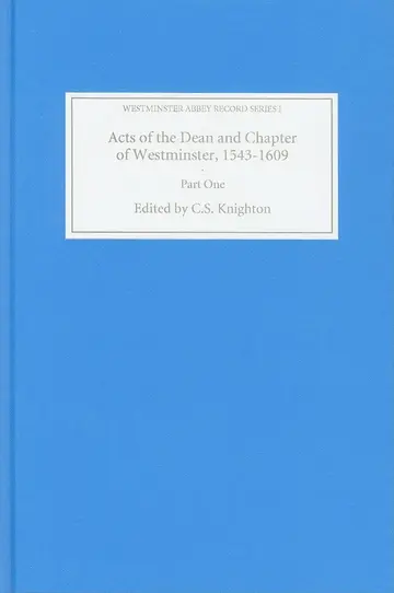 Cover of Act of the Dean and Chapter of Westminster, 1543-1609