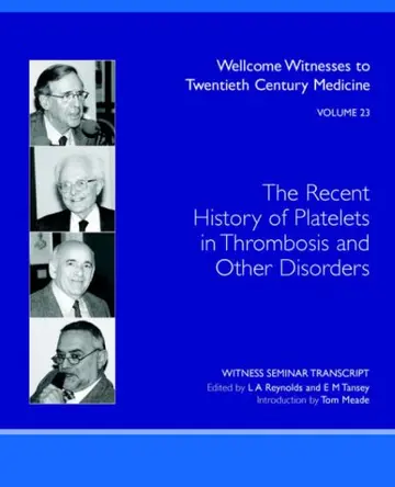 Cover of The Recent History of Platelets in Thrombosis and Other Disorders