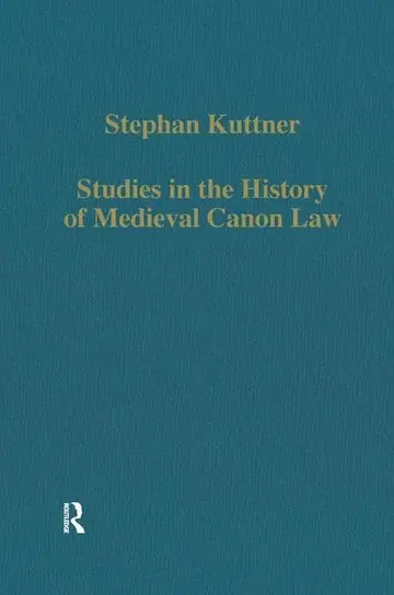 Cover of Studies in the History of Medieval Canon Law