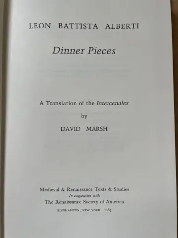 Cover of Leon Battista Alberti, Dinner Pieces