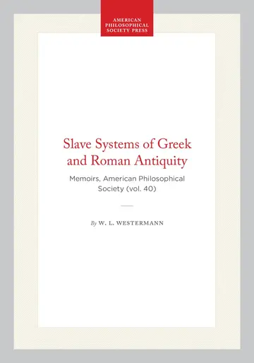 Cover of Slave Systems of Greek and Roman Antiquity