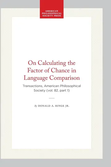 Cover of On Calculating the Factor of Chance in Language Comparison