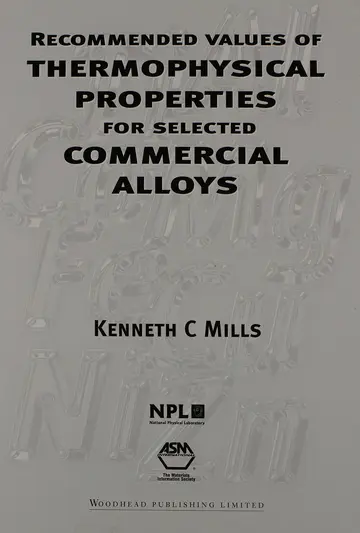 Cover of Recommended Values of Thermophysical Properties for Selected Commercial Alloys