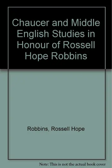 Cover of Chaucer and Middle English Studies in Honour of Rossell Hope Robbins