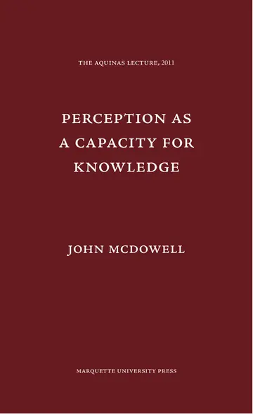 Cover of Perception as a Capacity for Knowledge