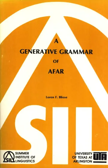 Cover of A Generative Grammar of Afar