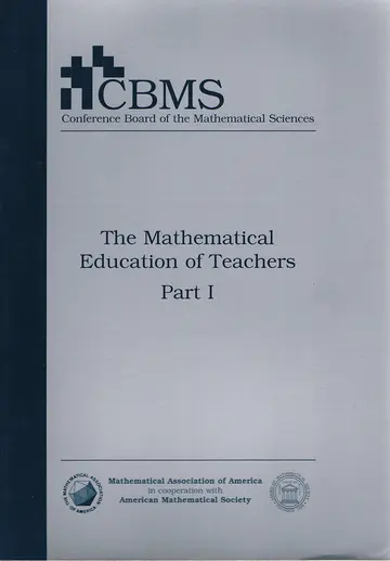 Cover of The Mathematical Education of Teachers Part 1