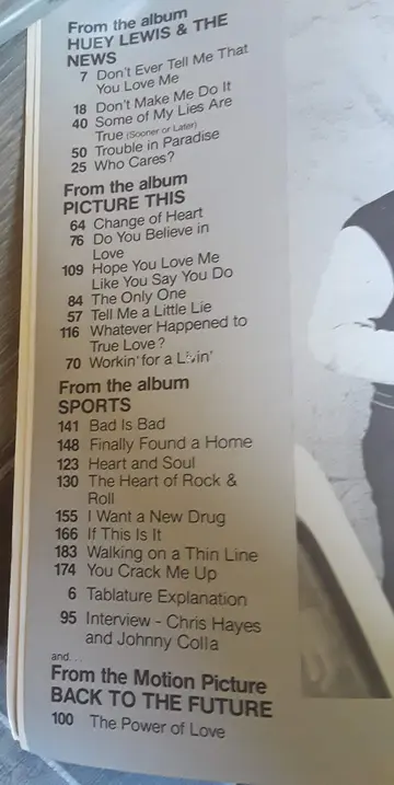 Cover of Huey Lewis and the News Songbook