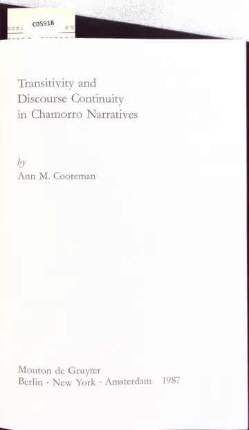 Cover of Transitivity and Discourse in Chamorro Narratives