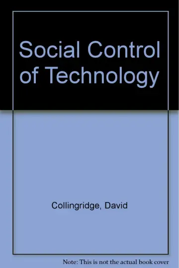 Cover of Social Control of Technology