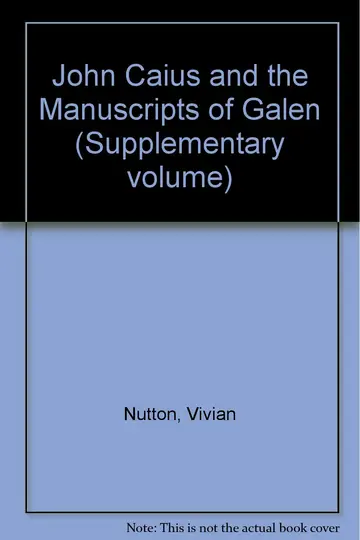 Cover of John Caius and the Manuscripts of Galen
