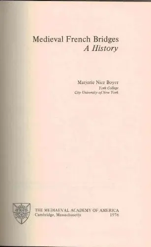 Cover of Medieval French Bridges