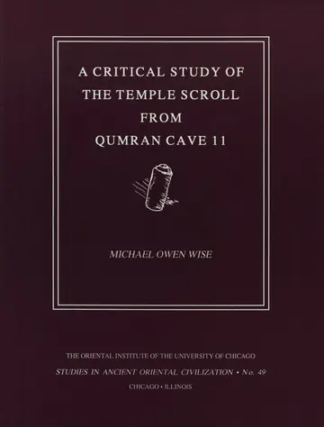 Cover of A Critical Study of the Temple Scroll from Qumran Cave 11