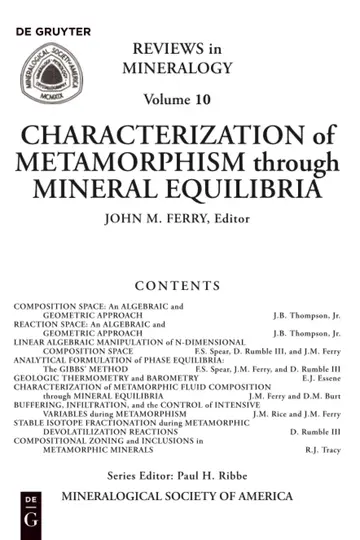 Cover of Characterization of Metamorphism Through Mineral Equilibria (10)