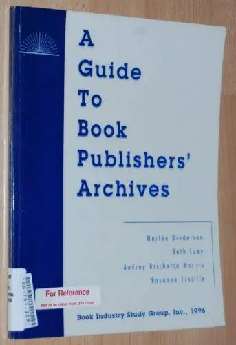 Cover of Guide to Book Publishers' Archives