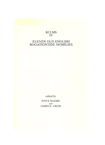 Cover of Eleven Old English Rogationtide Homilies