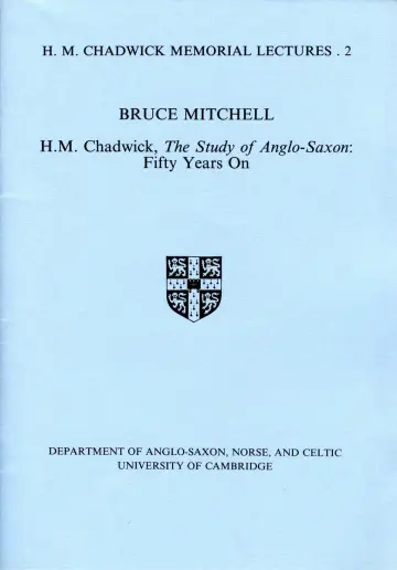 Cover of H. M. Chadwick, the Study of Anglo-Saxon