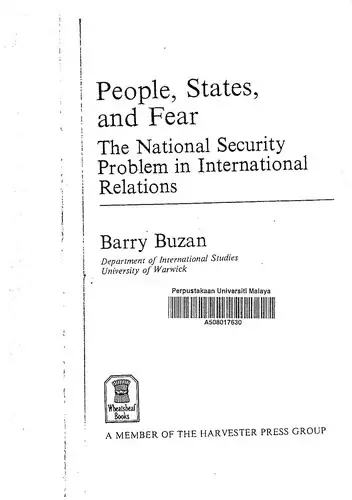 Cover of People, States and Fear