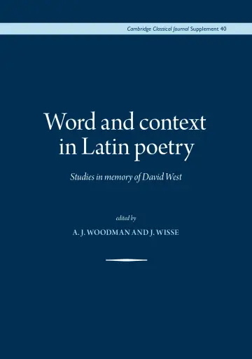 Cover of Word and Context in Latin Poetry