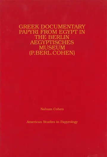 Cover of Greek Documentary Papyri from Egypt in the Berlin Aegyptisches Museum