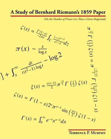 Cover of A Study of Bernhard Riemann's 1859 Paper