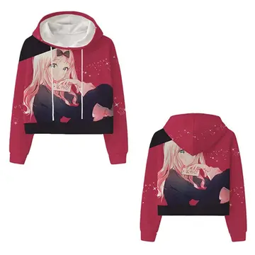 Cover of Anime Kaguya-sama Love is War Hoodie Sweatshirts Japanese Anime 3D Crop Tops Hoodie Harajuku Sweatpants Autumn Winter, H, 2XS