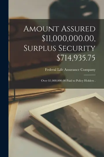 Cover of Amount Assured $11,000,000.00, Surplus Security $714,935.75 [microform]