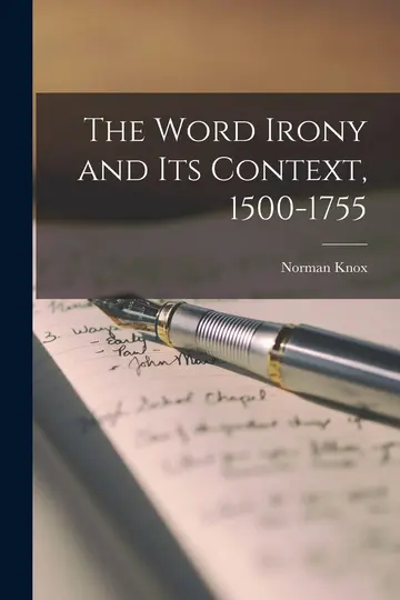 Cover of The Word Irony and Its Context, 1500-1755
