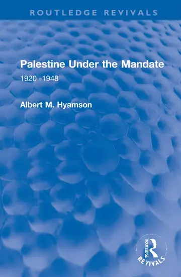 Cover of Palestine Under the Mandate
