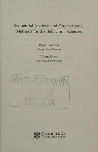 Cover of Sequential Analysis and Observational Methods for the Behavioral Sciences