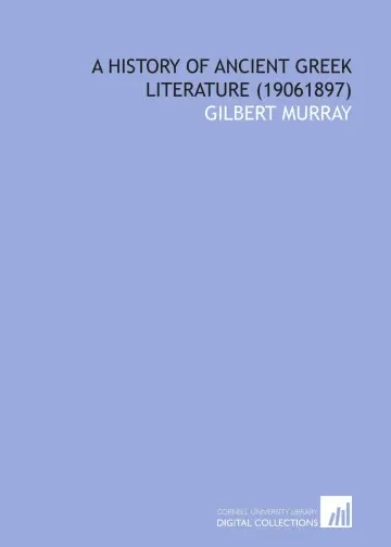 Cover of A History of Ancient Greek Literature