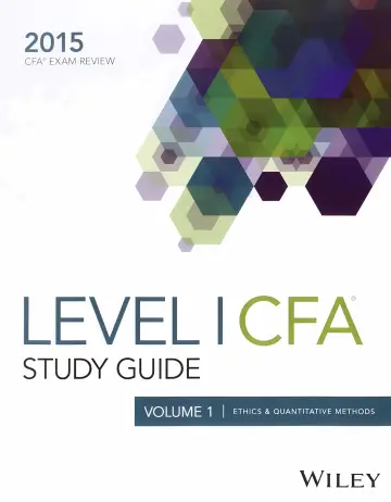 Cover of Wiley Study Guide for 2015 Level I CFA Exam