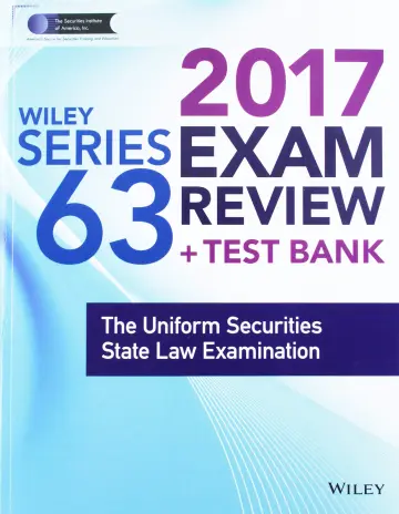 Cover of Wiley FINRA Series 63 Exam Review 2017