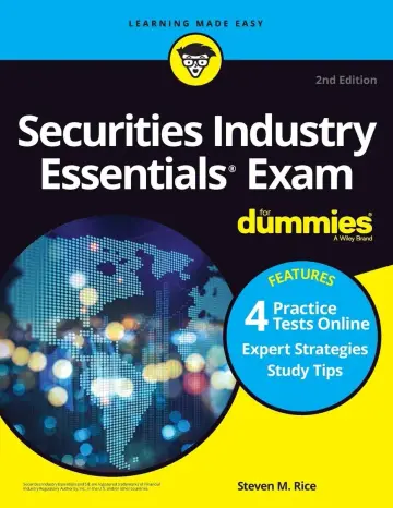 Cover of Securities Industry Essentials Exam for Dummies with Online Practice Tests