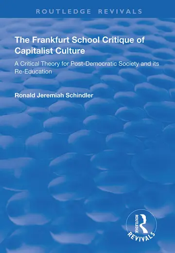 Cover of The Frankfurt School Critique of Capitalist Culture