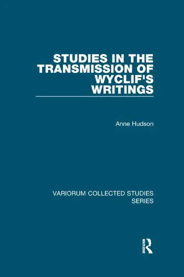 Cover of Studies in the Transmission of Wyclif's Writings