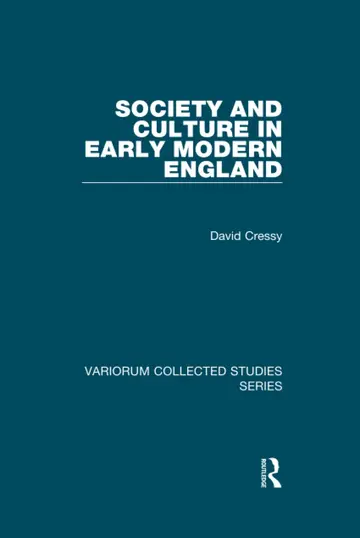 Cover of Society and Culture in Early Modern England