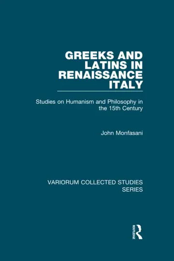 Cover of Greeks and Latins in Renaissance Italy